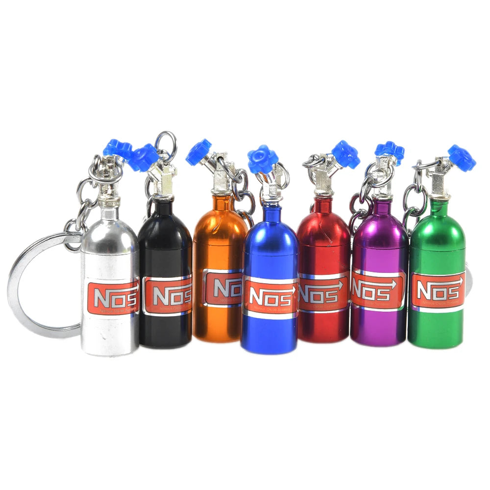 NOS Bottle Keychain Keyring | Metal Pill Box Stash Container for Car Keys