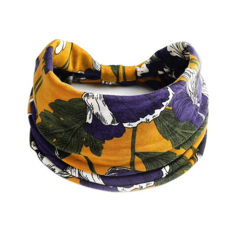 Bohemian Style Elastic Hair Bands Yoga Headband Women Headwear Print Vintage Cross Un alternate view