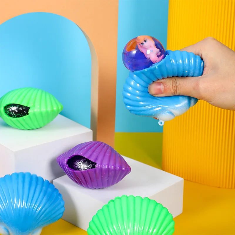 Creative Hand Pinch Shell Decompression Toy Trick Decompression Mermaid Ball Classic Toy Gift k41