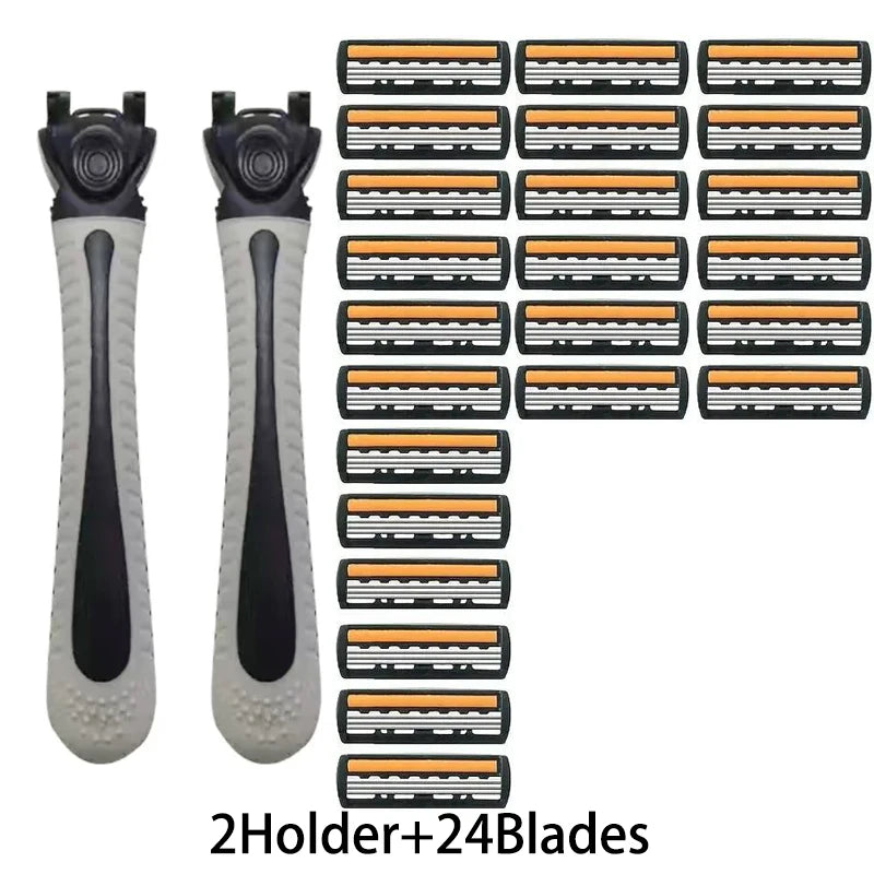 Men's Manual Shaver with 3-Layer Stainless Steel Razor Blades, Compact Shaver with Scratch Resistance, Precision Shaving
