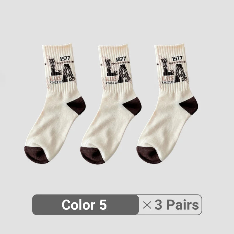 1/3/5/8 Pairs Retro American Men's Mid-rise Socks Women Ins-style Casual Sports Baske alternate view