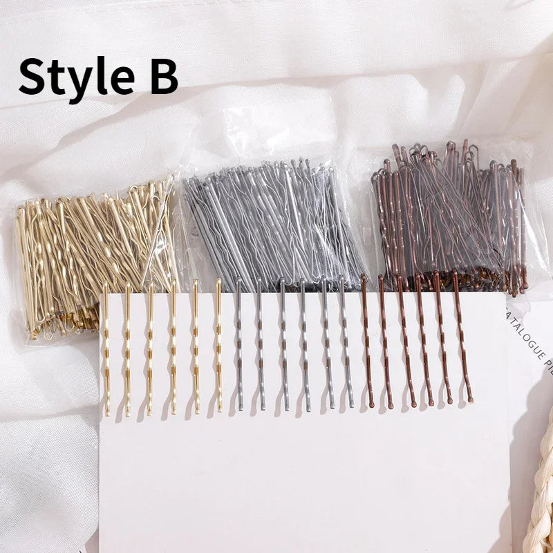 5/6/7cm Alloy Bobby Pins Barrettes U Shaped Metal Hair Pins Waved Hair Clips Bridal H lifestyle view