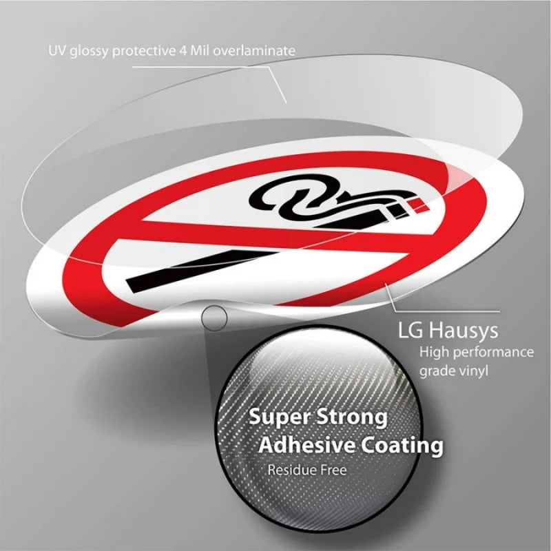 No Smoking Sign Sticker | Indoor Outdoor Office Coffee Shop Library Train Adhesive additional angle