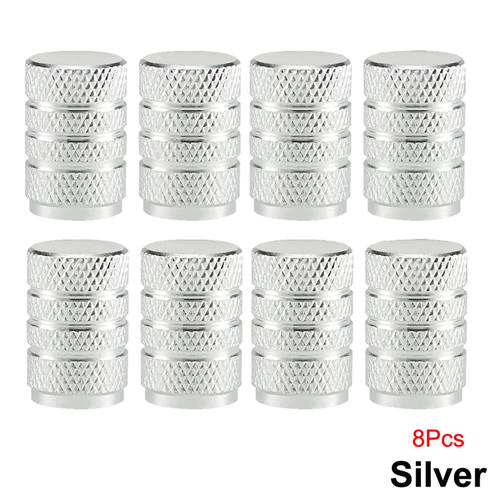 Aluminum Tire Valve Caps, Dustproof Stem Covers for Car Truck Bike close-up view