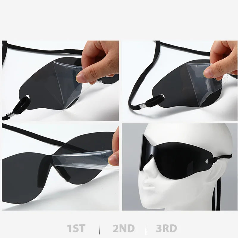 Oversized Punk Rimless Sunglasses | Y2K UV400 Mirror Lens Shades additional angle