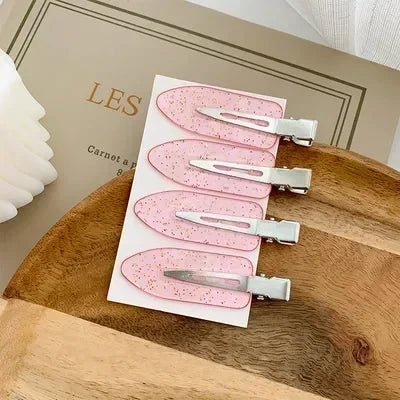 2-4pcs/set Glitter No Bend Seamless Hair Clips Side Bangs Barrette Make Up Washing Face Accessories Styling Hairpins Women Girls