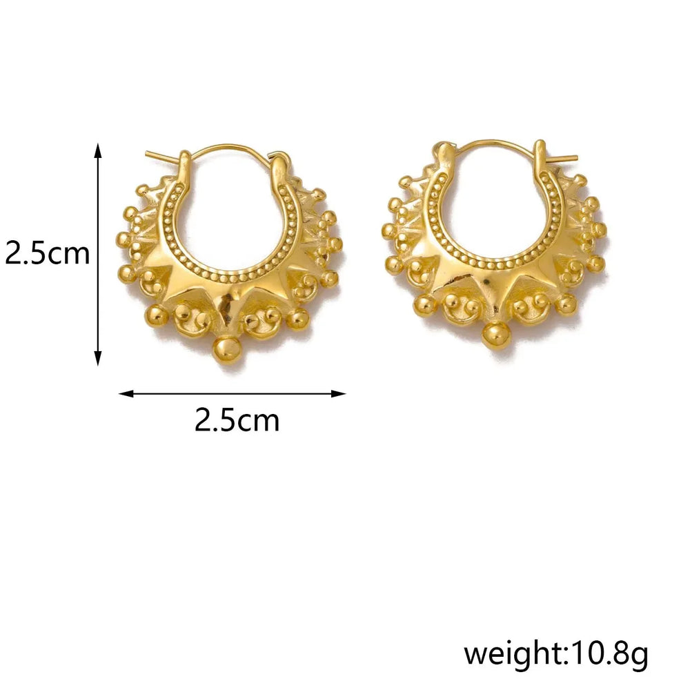Vintage Stainless Steel Pointed Hoop Earrings | Victorian Bohemian Ear Jewelry close-up view