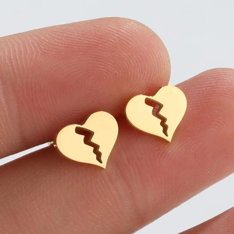 316L Stainless Steel Figure Earring Bicycle Key Crescent Moon Heart Lightening Skull lifestyle view