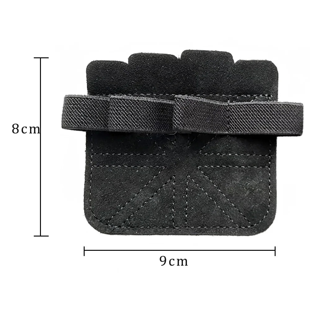 CRUXELL Cowhide Weightlifting Gloves | Four-Finger Palm Protection for Gym close-up view