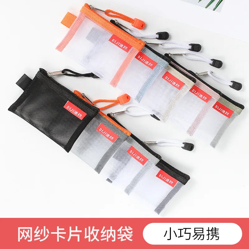 Mini Transparent Mesh Zipper Card Storage Bag | Portable Nylon Coin Purse alternate view