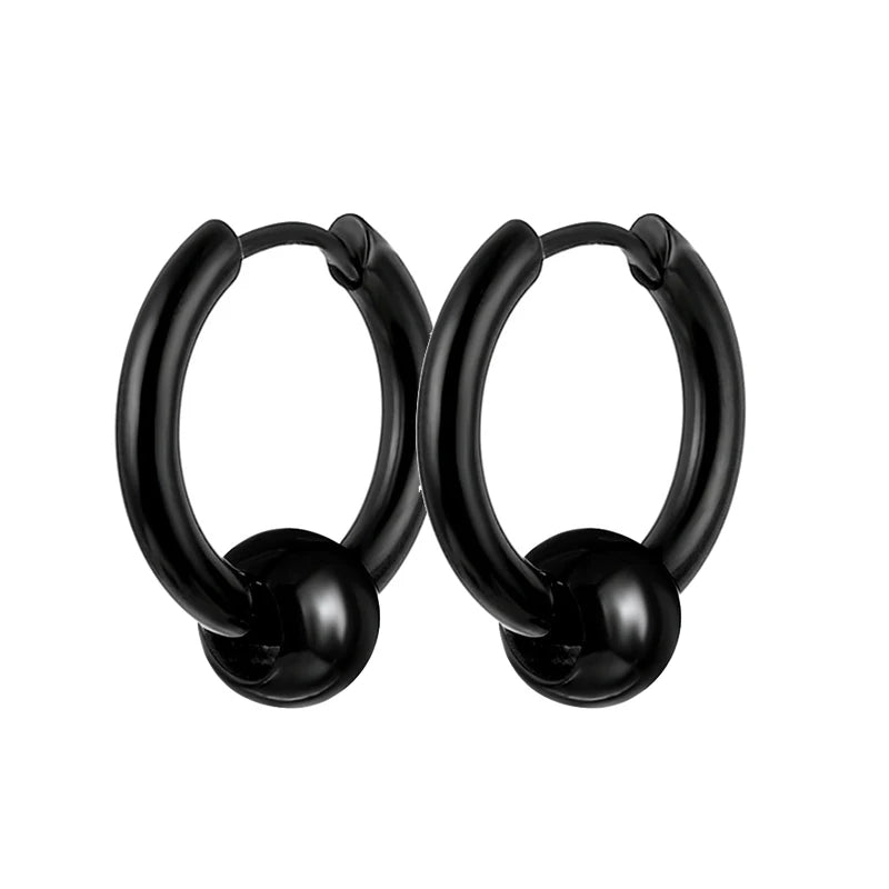 Punk Stainless Steel Stud Earrings Set | Unisex Hip Hop Piercing Jewelry additional angle