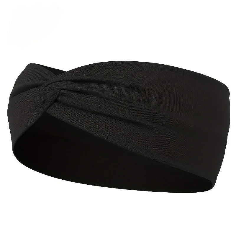 Solid Color Knotted Hairband Elastic Wide Headband Women Unisex Sports Yoga Running C lifestyle view