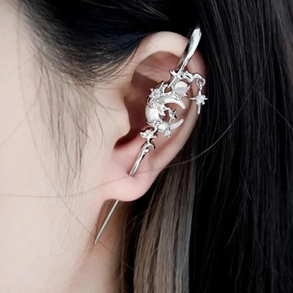 1PCS Retro Dark Gothic Punk Rose Cross Thorn Earring Unisex Piercing Ear Needle Earst lifestyle view
