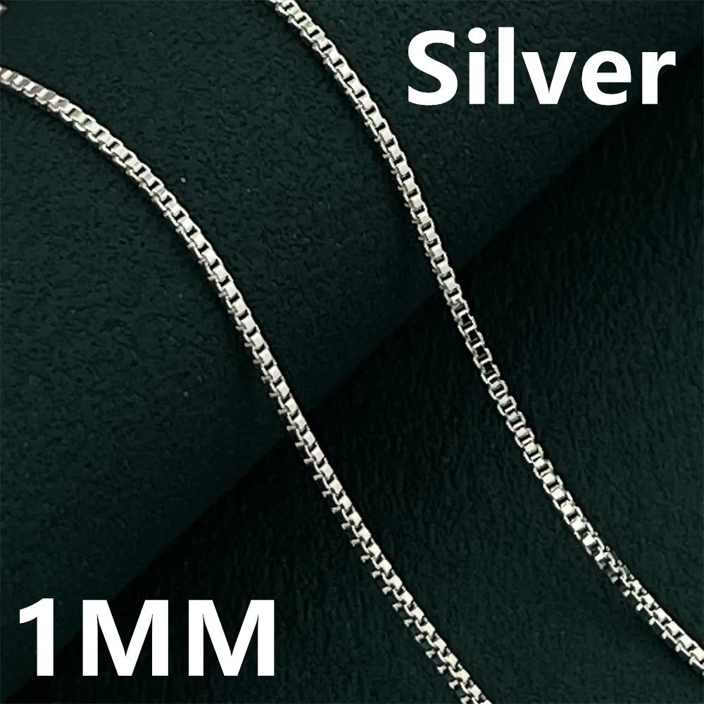 925 Sterling Silver Gold Plated Necklace | 1mm Box Chain Fine Jewelry for Women alternate view