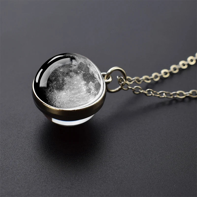 Solar System Galaxy Pendant Necklace | Unisex Astronomy Jewelry Gift detail view