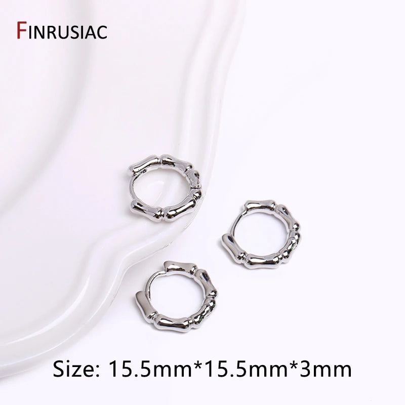 Gold Plated Brass Simple Hoop Earrings High Quality Women Earrings, Inlaid Zircon Tre lifestyle view