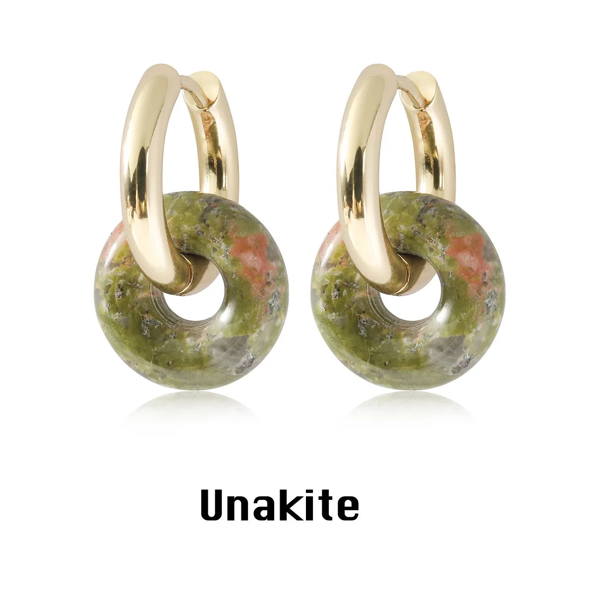 Natural stone double hoop earrings Circle crystal earrings Gemstones Round Circle Dangle Drops Earrings For Women Round earrings