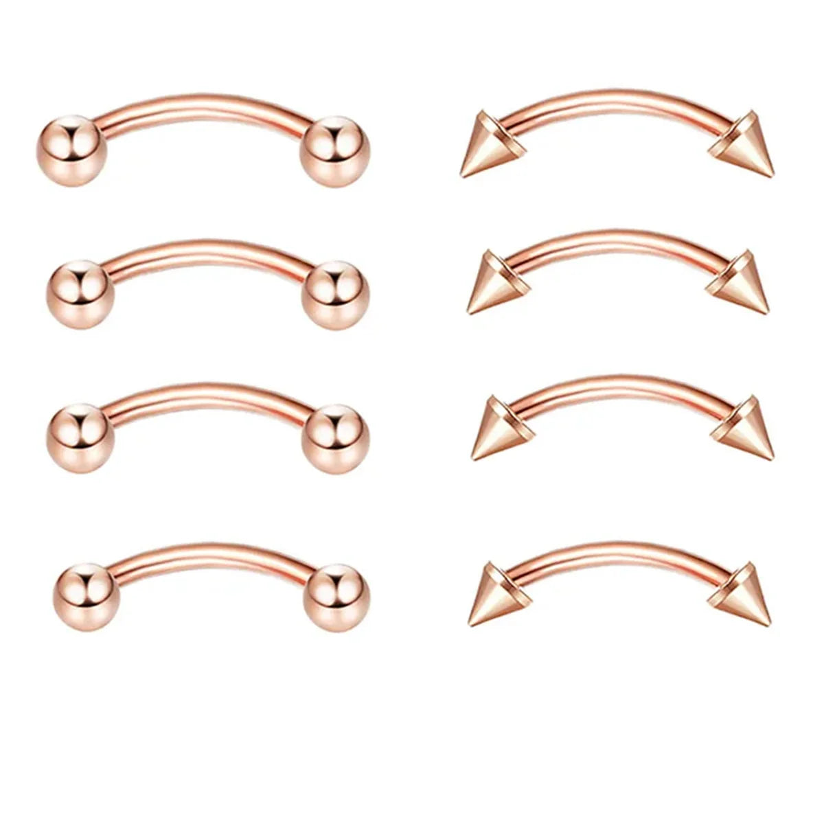 8Pcs 16G Fashion Stainless Steel Curved Barbell Rook Eyebrow Rings ,CZ Belly Lip Ring Da detail view