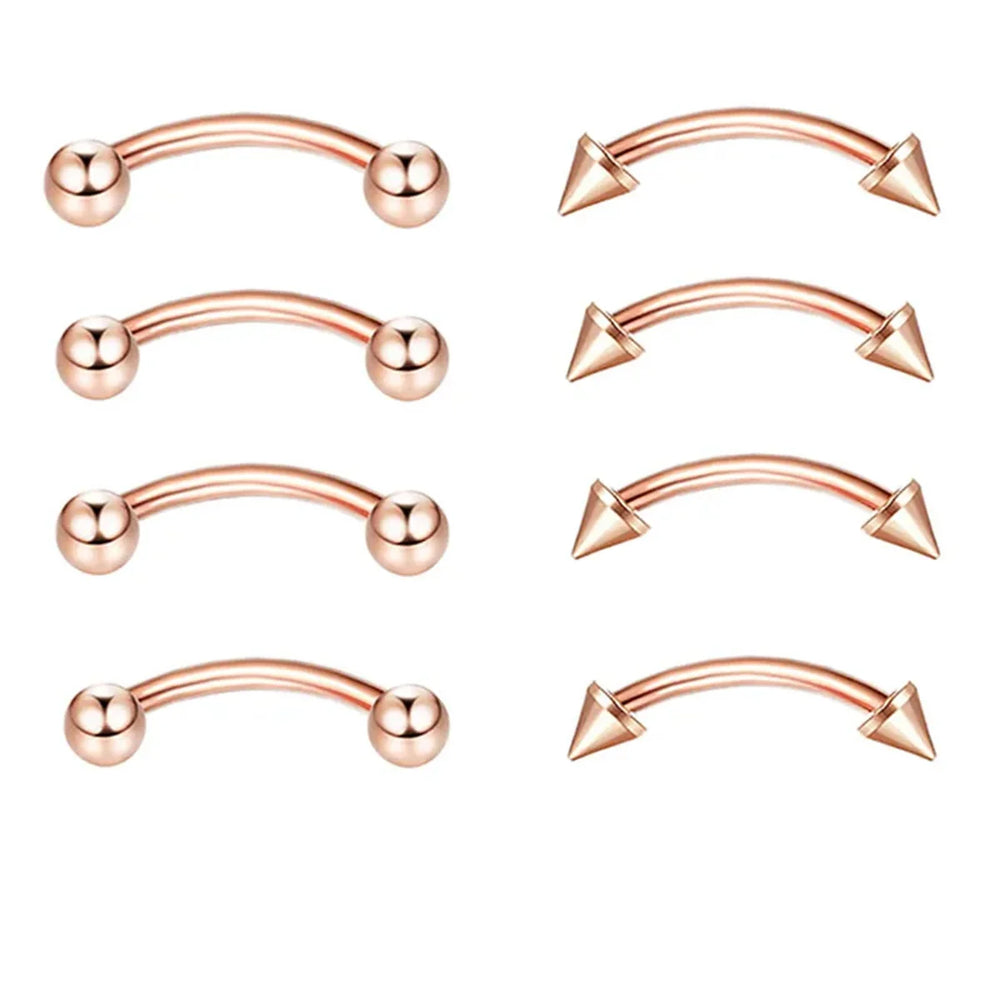 8Pcs 16G Fashion Stainless Steel Curved Barbell Rook Eyebrow Rings ,CZ Belly Lip Ring Da detail view