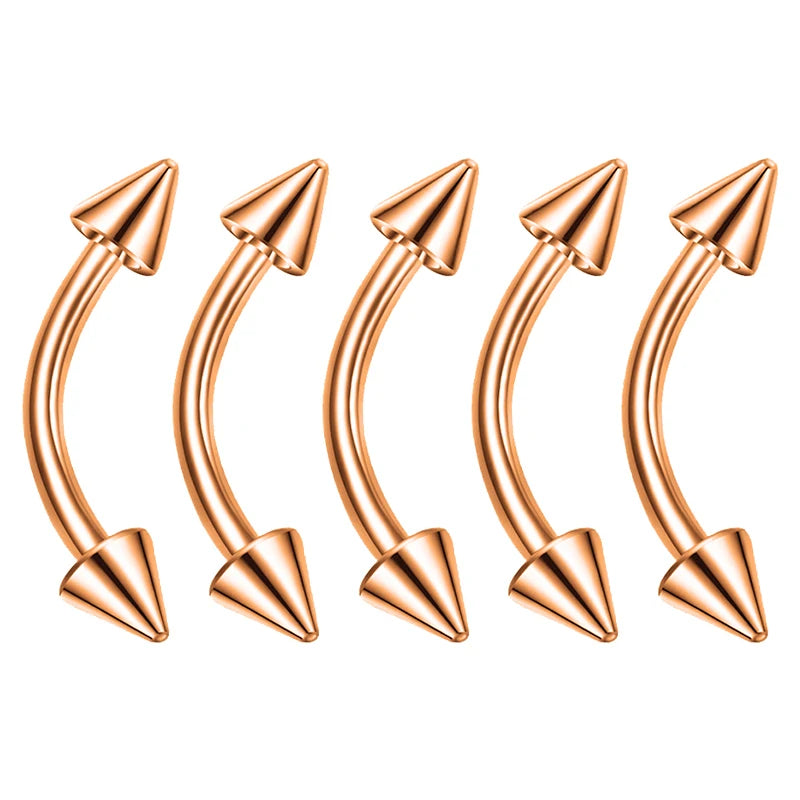 1/5Pcs Eyebrow Lip Piercing Banana Shape Lip Ring Stainless Steel Curved Barbell Stud lifestyle view