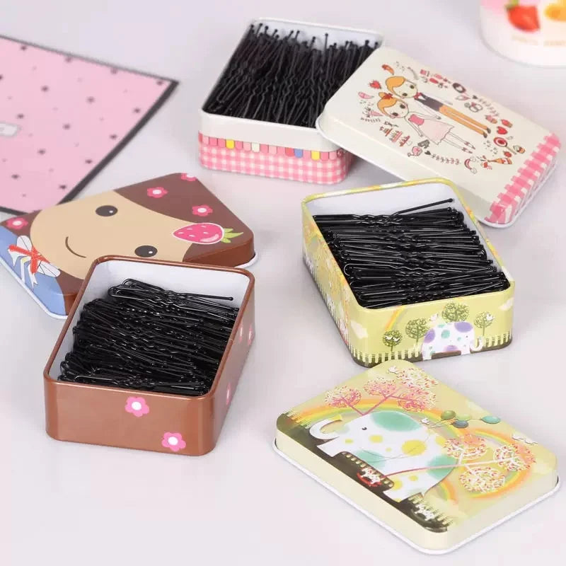 Black U Shaped Hair Pins Strong Hold Metal Bobby Pins Versatile Updo Hair Clip for Br lifestyle view