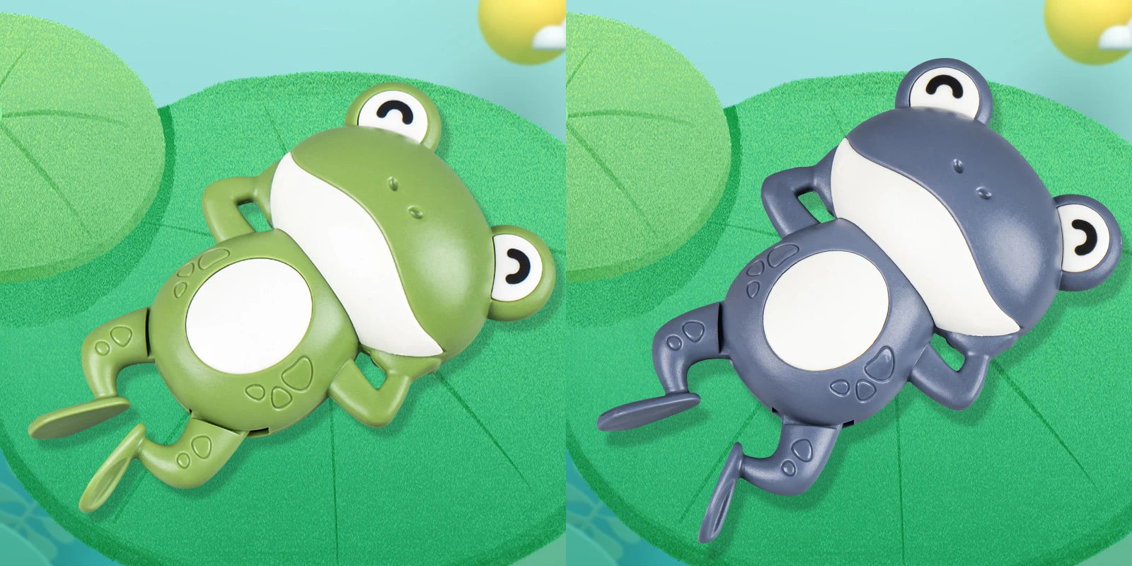 New Bath Toys for Toddlers Chain Clockwork Swim Backstroke Little Frog Baby Bathe Cute close-up view