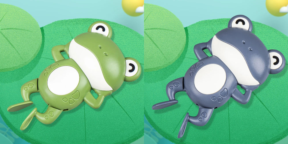 New Bath Toys for Toddlers Chain Clockwork Swim Backstroke Little Frog Baby Bathe Cute close-up view
