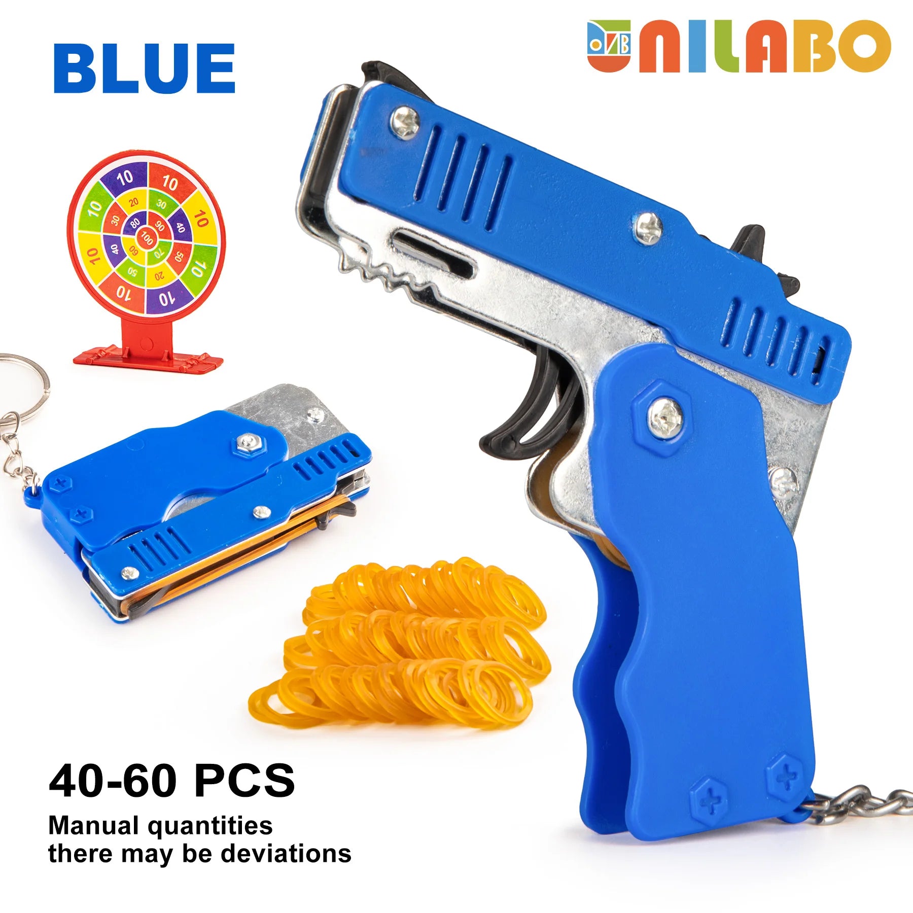 Mini Alloy Foldable Rubber Band Gun Keychain | Quick Shooting Toy close-up view