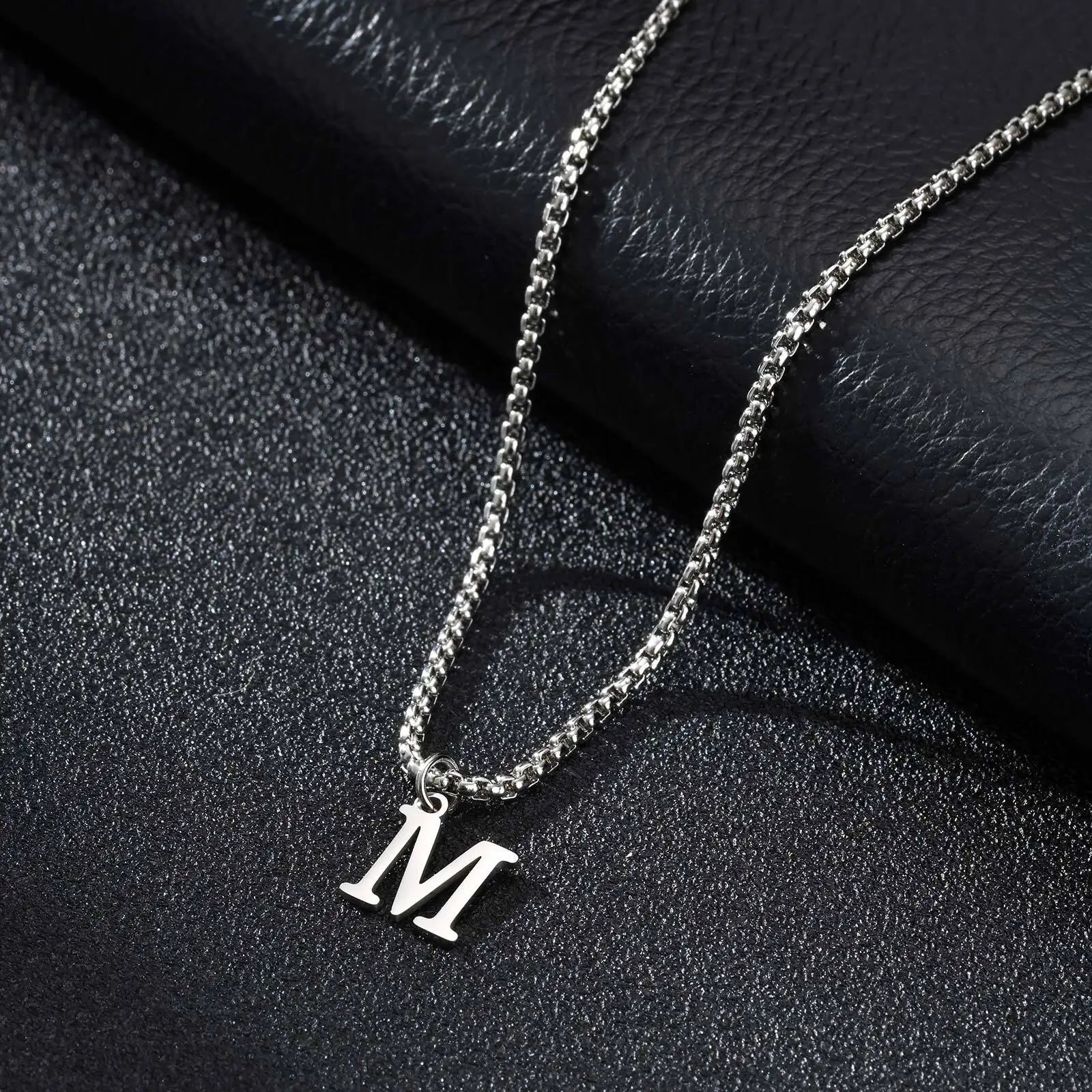 Minimal A-Z Initial Necklace for Men | Stainless Steel Letter Pendant lifestyle view