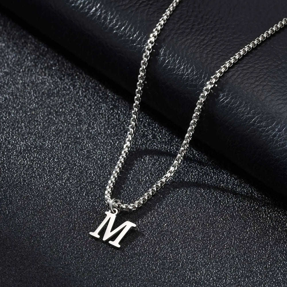 Minimal A-Z Initial Necklace for Men | Stainless Steel Letter Pendant lifestyle view