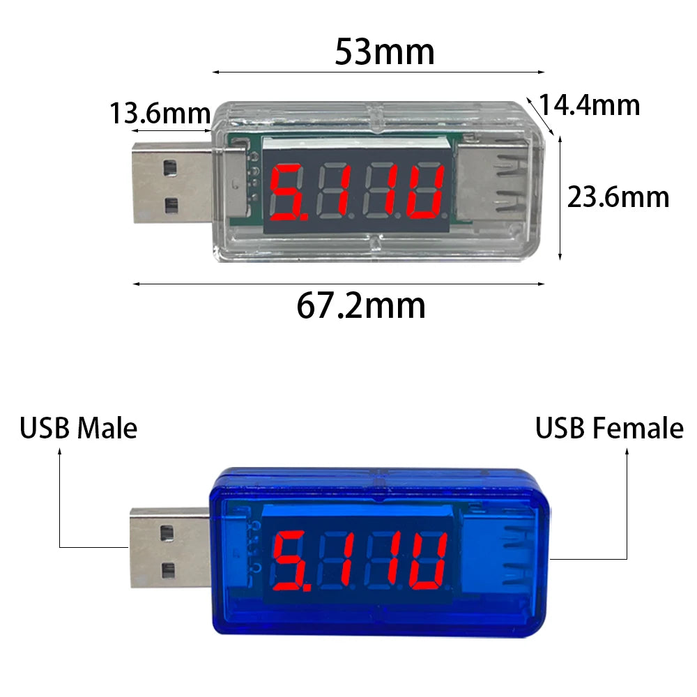 Mini USB Charger Doctor Voltmeter Ammeter | Digital LED Display Current Voltage Tester close-up view