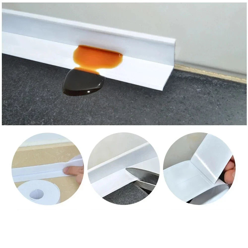 1pc Bathroom Waterproof Wall Stickers Sealing Tapes | PVC Adhesive Sealing Strips f additional angle