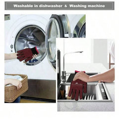 1 Pair Heat Resistant Oven Gloves | Cut Resistant Non Slip Silicone BBQ Gloves for Kit close-up view