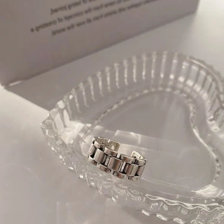 925 Sterling Silver Finger Rings New Fashion Creative Cross Hollow Chain Geometric Party detail view