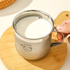 Stainless Steel Kids Water Cup with Handle | 300ml Anti-Scald Mini Mug close-up view