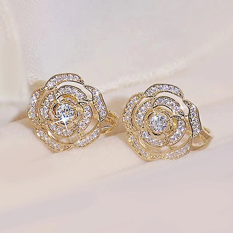 Huitan Fancy Cubic Zirconia Stud Earrings Women Delicate Design Fashion Versatile E additional angle