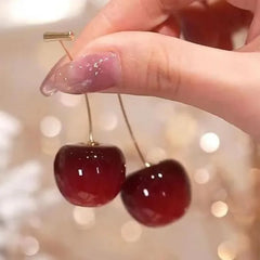 Sweet Cherry Earrings Ladies Delicate Fruit Design Drop Dangle Earrings Wedding Party Ko detail view