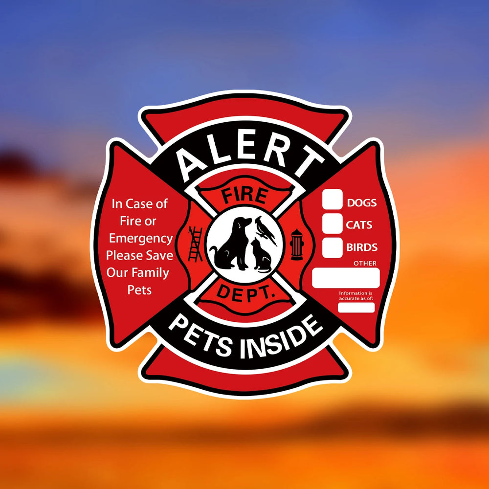 Pet Alert Stickers | Emergency Pet Rescue Window Decals (4 Pack) lifestyle view