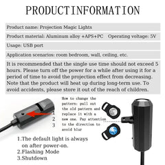 LED Starry Sky Projection Night Light | Three-Color Moon Atmosphere Lamp close-up view