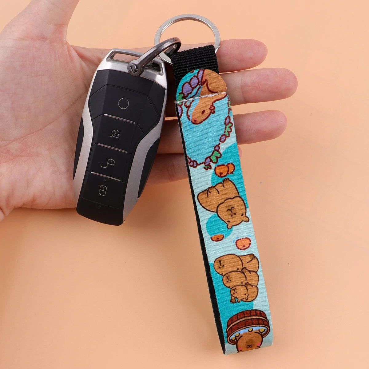 Cartoon Animal Keychain with Wrist Strap | Anti-Lost Lanyard for Keys detail view