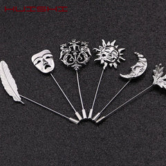 HUISHI Vintage Brooch Men Women Jewelry Accessories Gold Slivery Vintage Shape Suit Brooch Pin For Wedding Fashion Jewelry Retro