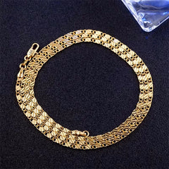 Fashion 18K Gold Necklace 2MM 16/18/20/22/24/26/28/30 Inch Side Chain Necklace For Women Men Jewelry 925 Silver Necklace
