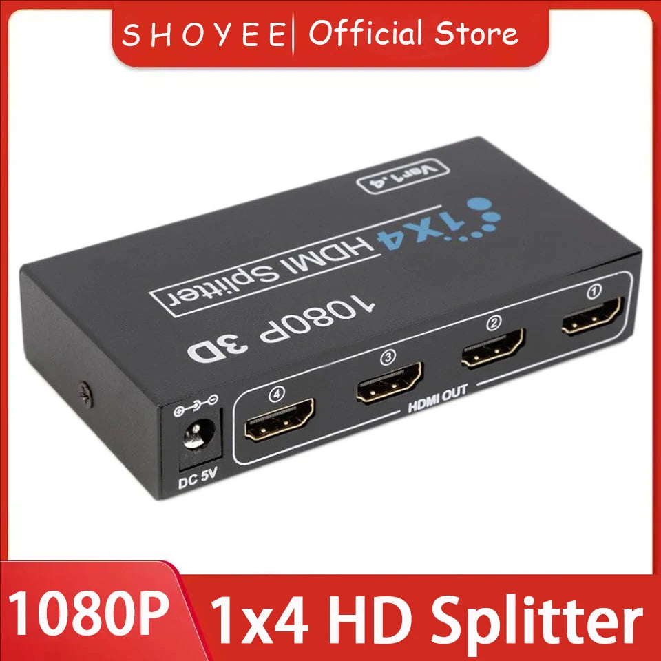 1x4 HDMI-Compatible Video Splitter | Full HD 1080P Distributor for PS4 PC and HDTV