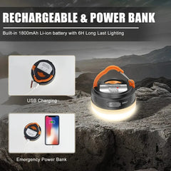 Rechargeable Camping Lantern 1200mAh | Portable LED Tent Light for Outdoor Hiking close-up view