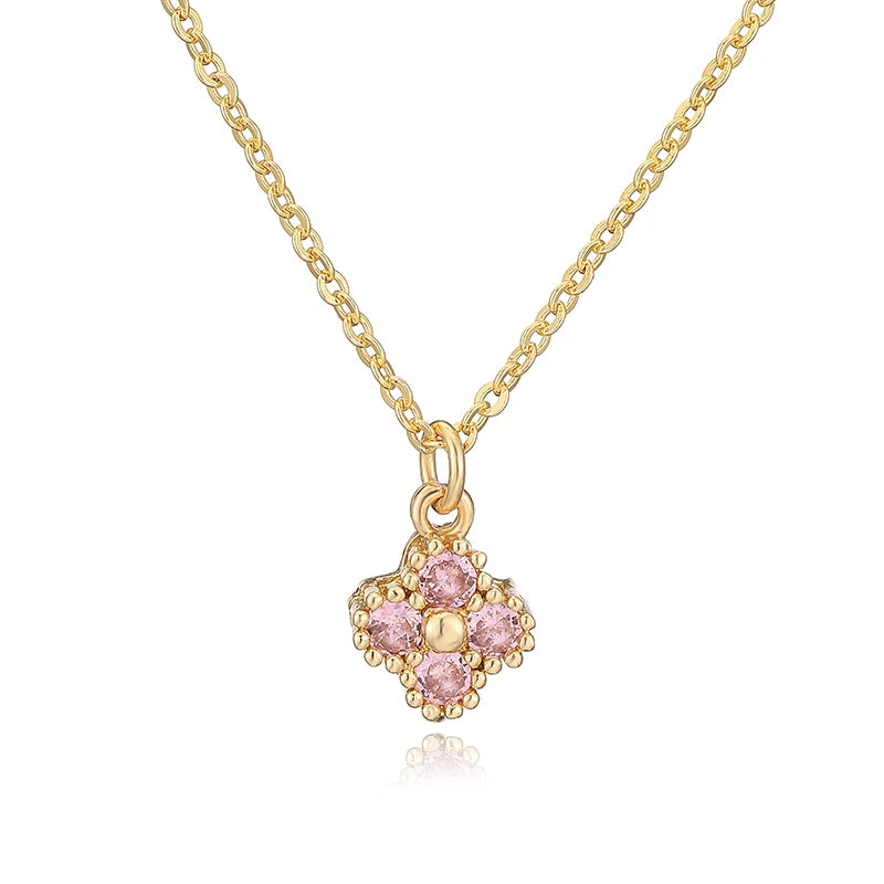 HECHENG, 18K Gold Plated Brass Cubic Zirconia Bijoux Exquisite Flower‑Shaped Women Ne alternate view