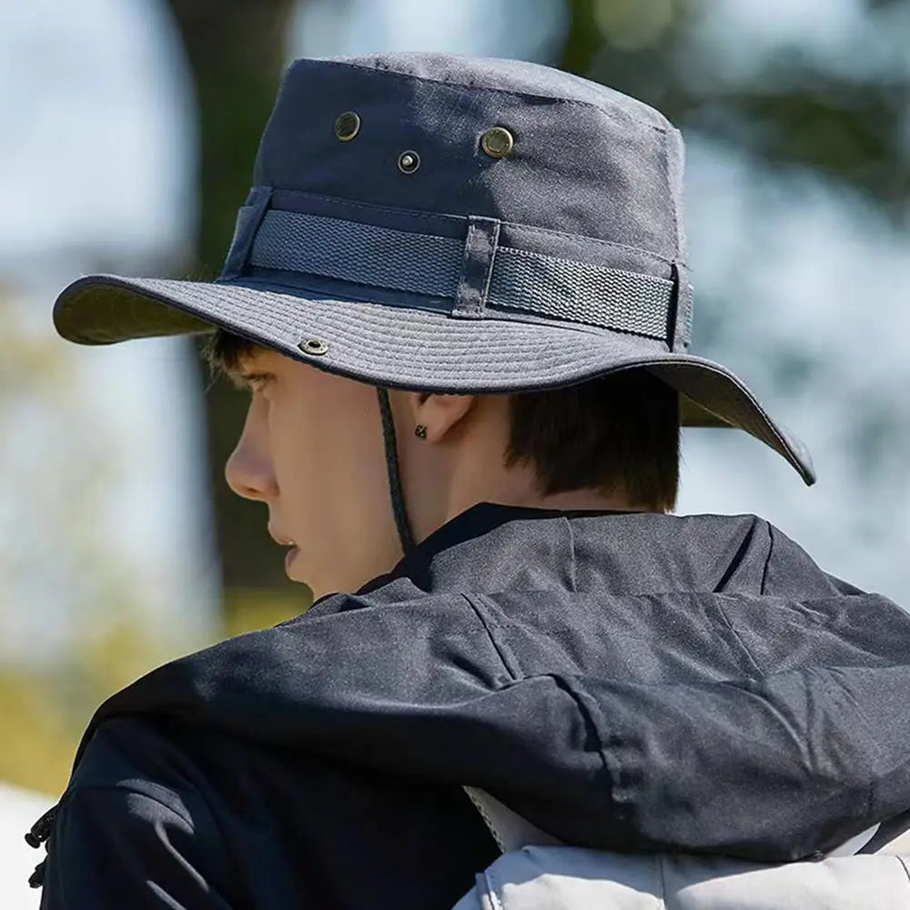Outdoor Sun Protection Bucket Hat | UV Face Cover Cap for Hiking and Camping lifestyle view