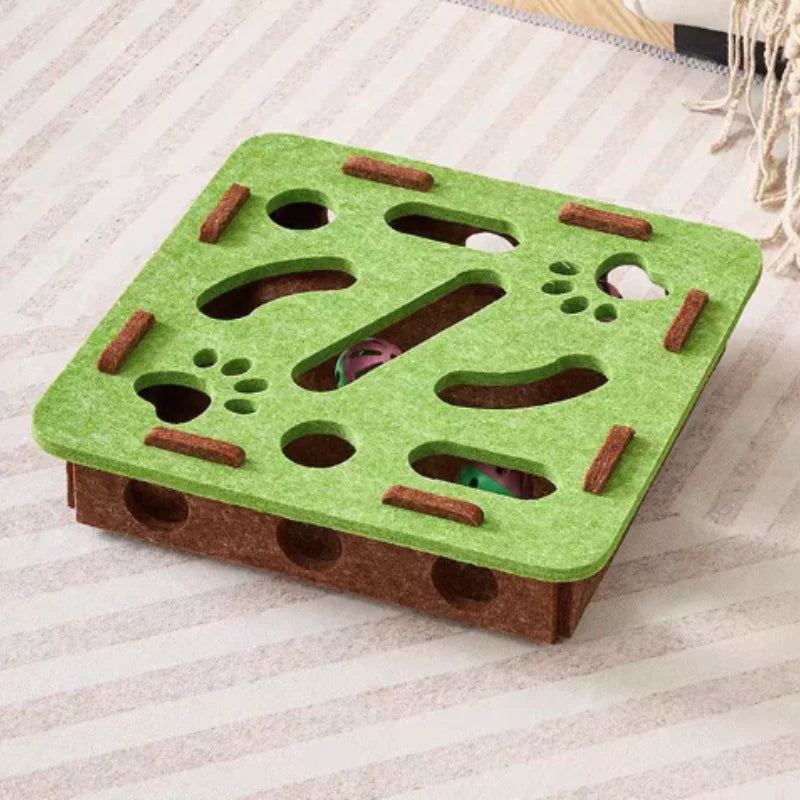 Interactive Maze Cat Toy | Felt Plush Puzzle with Bell Ball alternate view