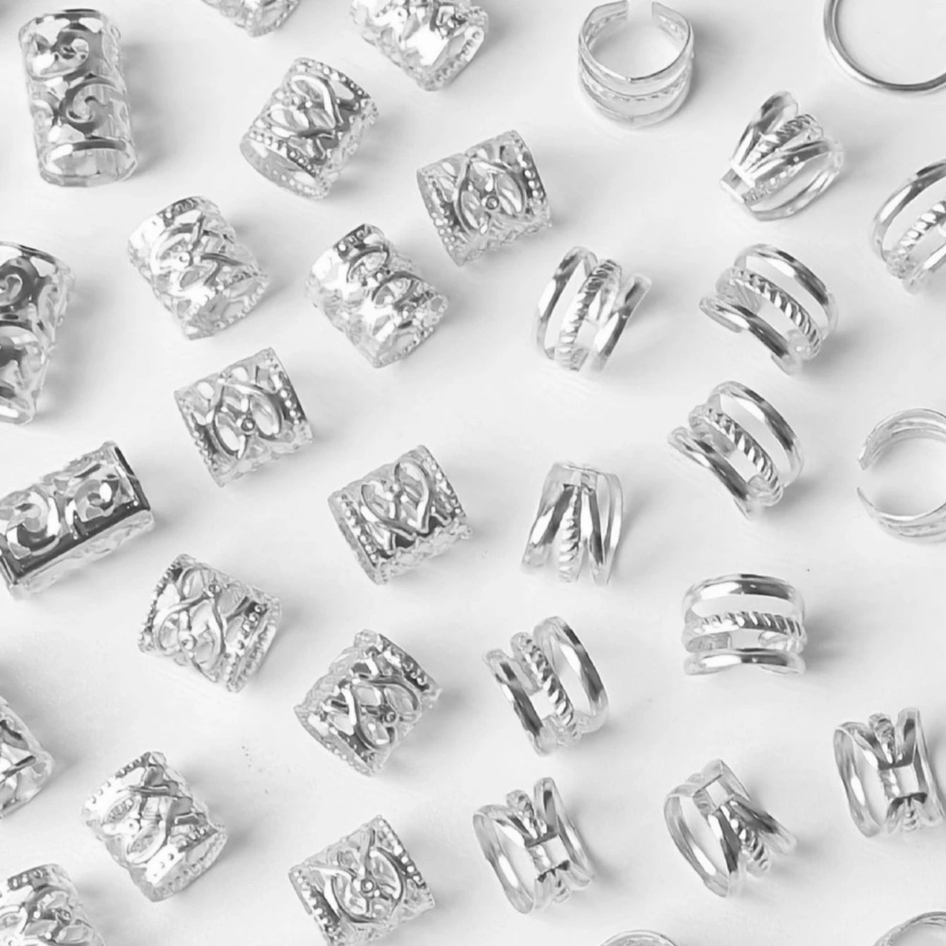 80PCS/Set Vintage Hollow Hair Rings Alloy Hair Cuff Hair Pins Loops Hair Accessories Loc Hair Jewelry for Braids