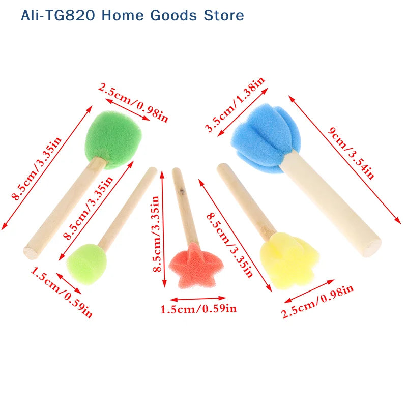 [TG820]Kids Toddler Sponge Stamp Brush Kits Flower Drawing Toys for Children Paint additional angle