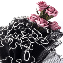 Flower wrapping paper with pearl edges, black bouquet wrapping paper, Korean florist f close-up view
